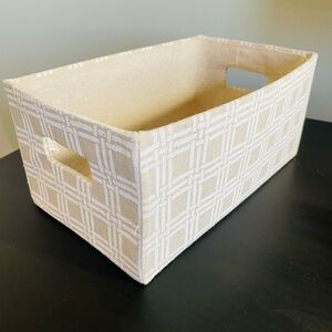 Elegant Tan and White Geometric Storage Bin